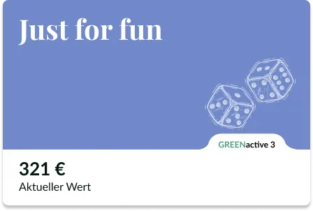 Depotkarte in der Evergreen-App: 'Just for fun', GREENactive 3, aktueller Wert 321 €