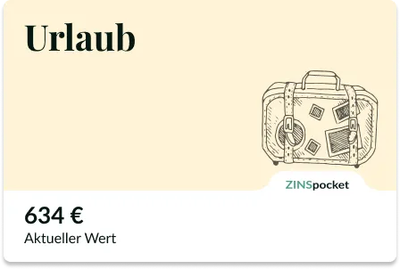 Pocket-Karte „Urlaub“ (ZINSpocket) mit aktuellem Wert von 634 €